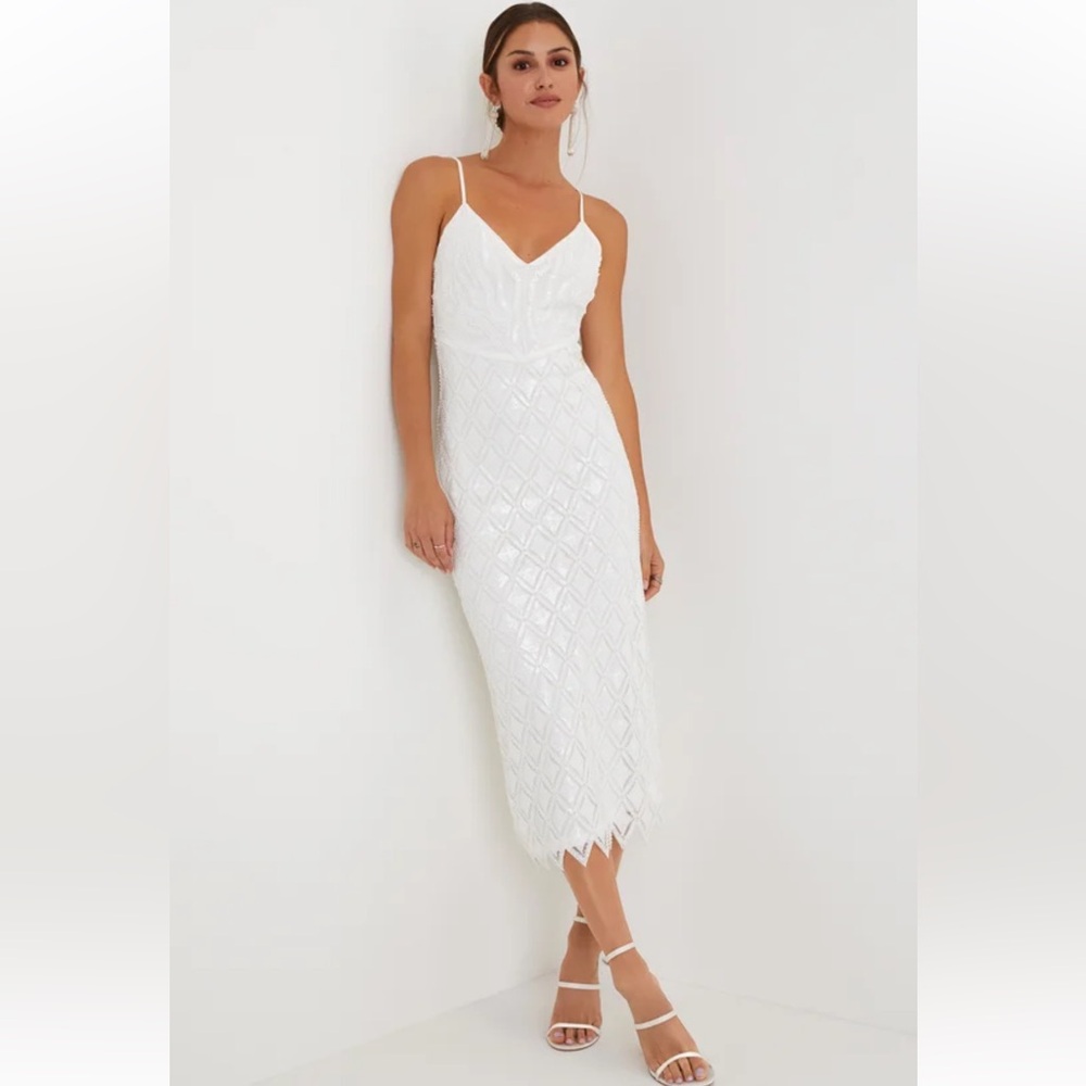 Lulus glittery presence midi white NWT size large